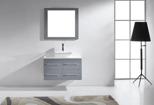 Virtu USA Marsala 35" Single Bath Vanity with White Engineered Stone Top and Square Sink with Matching Mirror