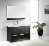 Virtu USA Gloria 48" Single Bath Vanity in White and Square Sink with Brushed Nickel Faucet with Matching Mirror