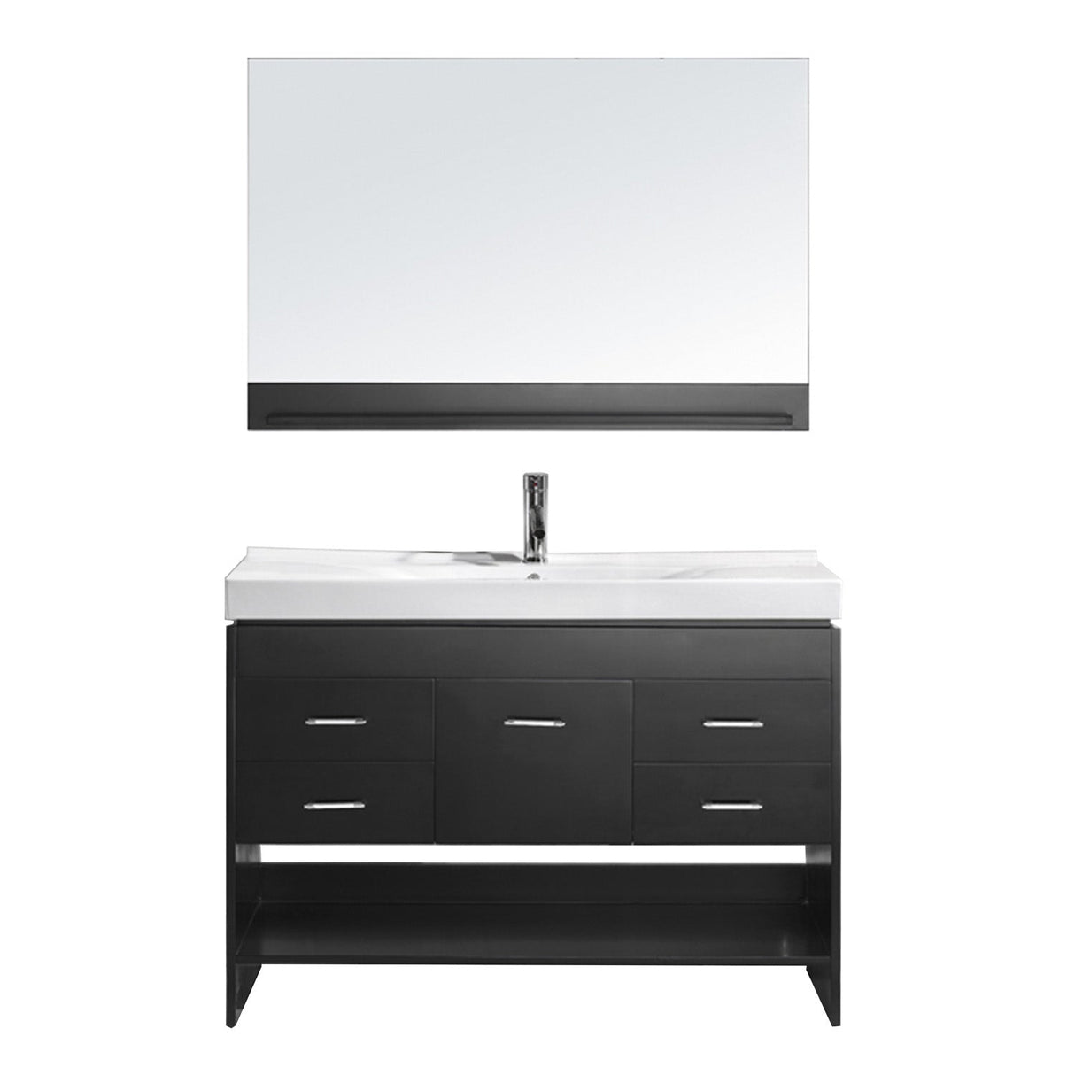 Virtu USA Gloria 48" Single Bath Vanity in Espresso with White Ceramic Top and Square Sink with Brushed Nickel Faucet and Mirror - Luxe Bathroom Vanities Luxury Bathroom Fixtures Bathroom Furniture