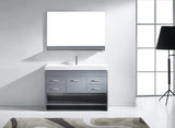 Virtu USA Gloria 48" Single Bath Vanity in White and Square Sink with Brushed Nickel Faucet with Matching Mirror