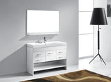 Virtu USA Gloria 48" Single Bath Vanity in White and Square Sink with Brushed Nickel Faucet with Matching Mirror