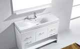 Virtu USA Gloria 48" Single Bath Vanity in White and Square Sink with Brushed Nickel Faucet with Matching Mirror