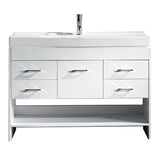 Virtu USA Gloria 48" Single Bath Vanity with White Ceramic Top and Square Sink with Polished Chrome Faucet - Luxe Bathroom Vanities Luxury Bathroom Fixtures Bathroom Furniture