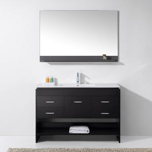Virtu USA Gloria 48" Single Bath Vanity with White Ceramic Top and Integrated Square Sink with Matching Mirror