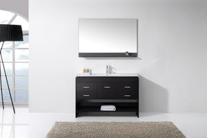 Virtu USA Gloria 48" Single Bath Vanity with White Ceramic Top and Integrated Square Sink with Matching Mirror