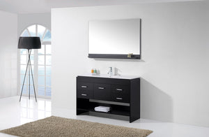 Virtu USA Gloria 48" Single Bath Vanity with White Ceramic Top and Integrated Square Sink with Matching Mirror
