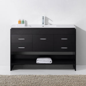Virtu USA Gloria 48" Single Bath Vanity with White Ceramic Top and Integrated Square Sink
