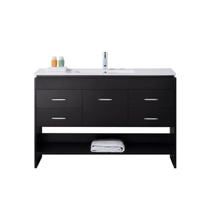 Virtu USA Gloria 48" Single Bath Vanity with Slim White Ceramic Top and Square Sink with Polished Chrome Faucet - Luxe Bathroom Vanities Luxury Bathroom Fixtures Bathroom Furniture