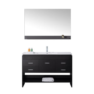 Virtu USA Gloria 48" Single Bath Vanity with Slim White Ceramic Top and Square Sink with Polished Chrome Faucet and Mirror - Luxe Bathroom Vanities Luxury Bathroom Fixtures Bathroom Furniture