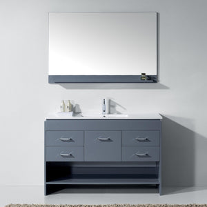 Virtu USA Gloria 48" Single Bath Vanity with White Ceramic Top and Integrated Square Sink with Matching Mirror
