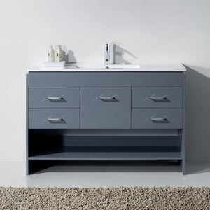 Virtu USA Gloria 48" Single Bath Vanity with White Ceramic Top and Integrated Square Sink