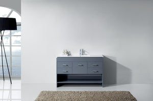 Virtu USA Gloria 48" Single Bath Vanity with White Ceramic Top and Integrated Square Sink