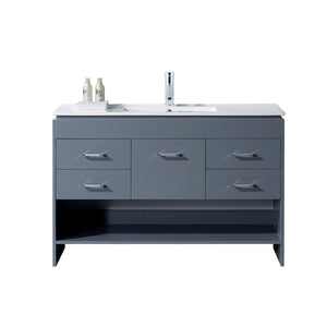 Virtu USA Gloria 48" Single Bath Vanity with Slim White Ceramic Top and Square Sink with Polished Chrome Faucet - Luxe Bathroom Vanities Luxury Bathroom Fixtures Bathroom Furniture