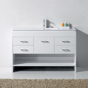Virtu USA Gloria 48" Single Bath Vanity with White Ceramic Top and Integrated Square Sink