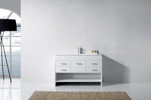 Virtu USA Gloria 48" Single Bath Vanity with White Ceramic Top and Integrated Square Sink