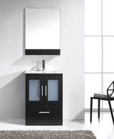 Virtu USA Zola 24" Single Bath Vanity with White Ceramic Top and Integrated Square Sink with Matching Mirror