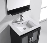 Virtu USA Zola 24" Single Bath Vanity with White Ceramic Top and Integrated Square Sink with Matching Mirror