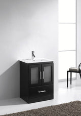 Virtu USA Zola 24" Single Bath Vanity with White Ceramic Top and Integrated Square Sink