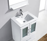 Virtu USA Zola 24" Single Bath Vanity with White Ceramic Top and Integrated Square Sink with Matching Mirror