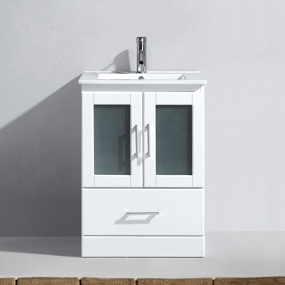 Virtu USA Zola 24" Single Bath Vanity with White Ceramic Top and Integrated Square Sink