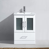 Virtu USA Zola 24" Single Bath Vanity with White Ceramic Top and Integrated Square Sink