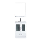 Virtu USA Zola 24" Single Bath Vanity with Slim White Ceramic Top and Square Sink with Polished Chrome Faucet and Mirror - Luxe Bathroom Vanities Luxury Bathroom Fixtures Bathroom Furniture