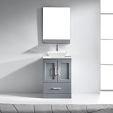 Virtu USA Zola 24" Single Bath Vanity with White Engineered Stone Top and Square Sink with Matching Mirror