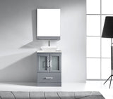 Virtu USA Zola 24" Single Bath Vanity with White Engineered Stone Top and Square Sink with Polished Chrome Faucet and Mirror - Luxe Bathroom Vanities Luxury Bathroom Fixtures Bathroom Furniture