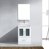 Virtu USA Zola 24" Single Bath Vanity with White Engineered Stone Top and Square Sink with Brushed Nickel Faucet with Matching Mirror