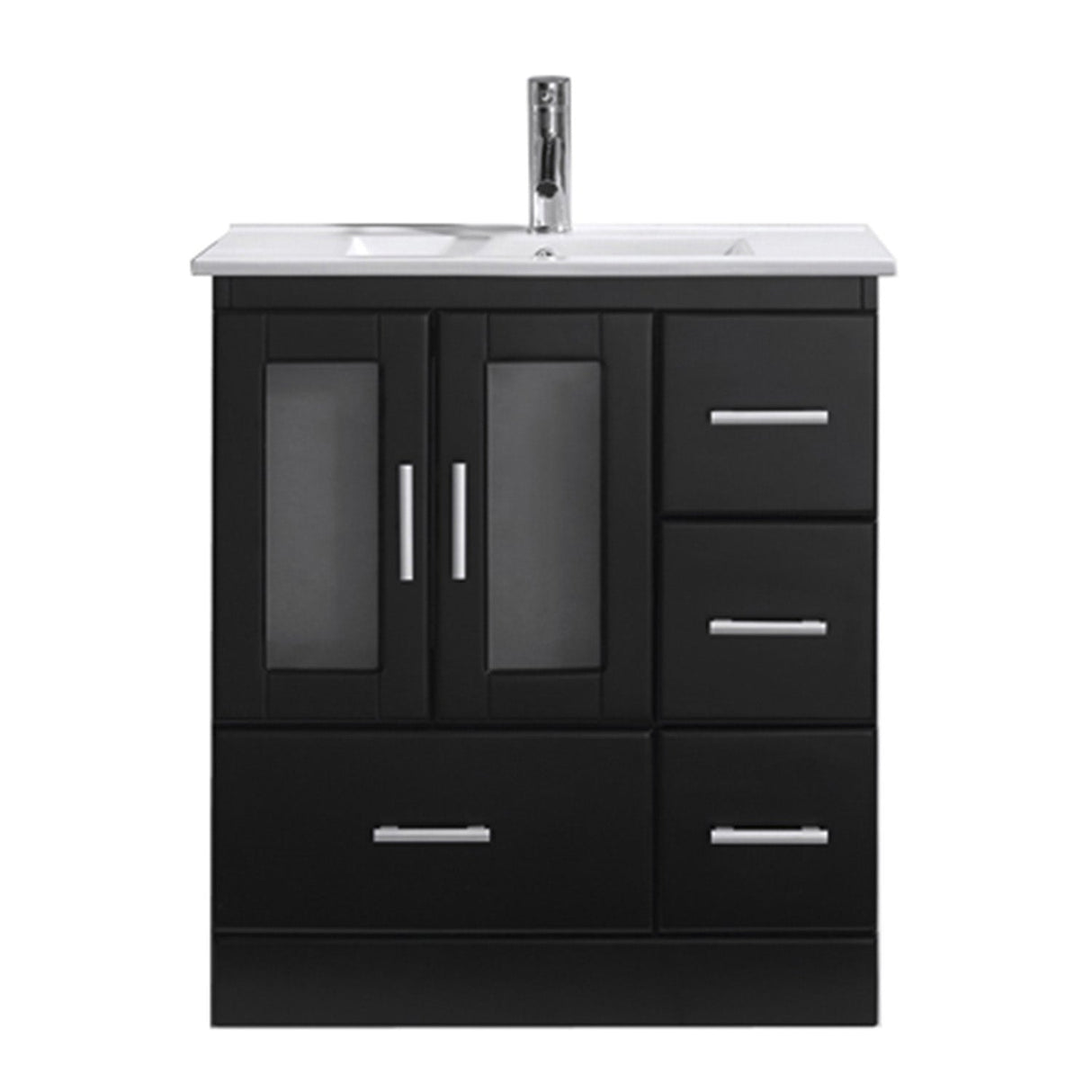 Virtu USA Zola 30" Single Bath Vanity with White Ceramic Top and Integrated Square Sink