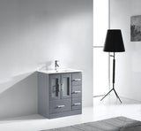 Virtu USA Zola 30" Single Bath Vanity with White Ceramic Top and Integrated Square Sink