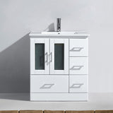 Virtu USA Zola 30" Single Bath Vanity with White Ceramic Top and Integrated Square Sink