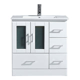 Virtu USA Zola 30" Single Bath Vanity with White Ceramic Top and Integrated Square Sink