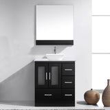 Virtu USA Zola 30" Single Bath Vanity in White with White Engineered Stone Top and Square Sink with Matching Mirror