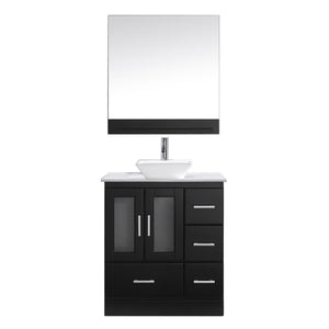 Virtu USA Zola 30" Single Bath Vanity in White with White Engineered Stone Top and Square Sink with Matching Mirror