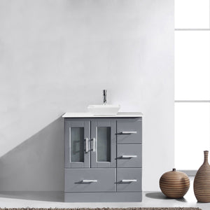 Virtu USA Zola 30" Single Bath Vanity with White Engineered Stone Top and Square Sink