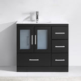 Virtu USA Zola 36" Single Bath Vanity with White Ceramic Top and Integrated Square Sink