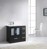 Virtu USA Zola 36" Single Bath Vanity with White Ceramic Top and Integrated Square Sink