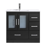 Virtu USA Zola 36" Single Bath Vanity with Slim White Ceramic Top and Square Sink with Polished Chrome Faucet - Luxe Bathroom Vanities Luxury Bathroom Fixtures Bathroom Furniture