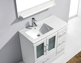 Virtu USA Zola 36" Single Bath Vanity with White Ceramic Top and Integrated Square Sink with Brushed Nickel Faucet with Matching Mirror