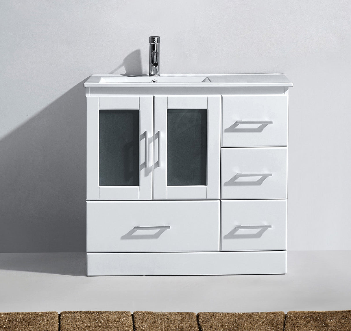 Virtu USA Zola 36" Single Bath Vanity with White Ceramic Top and Integrated Square Sink