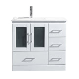 Virtu USA Zola 36" Single Bath Vanity with Slim White Ceramic Top and Square Sink with Polished Chrome Faucet - Luxe Bathroom Vanities Luxury Bathroom Fixtures Bathroom Furniture