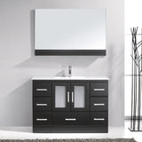 Virtu USA Zola 48" Single Bath Vanity with White Ceramic Top and Integrated Square Sink with Brushed Nickel Faucet with Matching Mirror