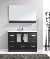 Virtu USA Zola 48" Single Bath Vanity with White Ceramic Top and Integrated Square Sink with Brushed Nickel Faucet with Matching Mirror