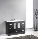 Virtu USA Zola 48" Single Bath Vanity with White Ceramic Top and Integrated Square Sink with Brushed Nickel Faucet
