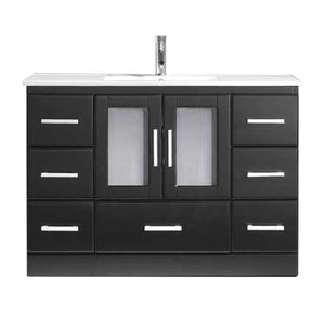 Virtu USA Zola 48" Single Bath Vanity with Slim White Ceramic Top and Square Sink with Brushed Nickel Faucet - Luxe Bathroom Vanities Luxury Bathroom Fixtures Bathroom Furniture