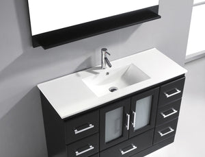 Virtu USA Zola 48" Single Bath Vanity with White Ceramic Top and Integrated Square Sink with Matching Mirror