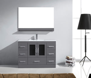 Virtu USA Zola 48" Single Bath Vanity with White Ceramic Top and Integrated Square Sink with Matching Mirror