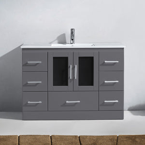 Virtu USA Zola 48" Single Bath Vanity with White Ceramic Top and Integrated Square Sink