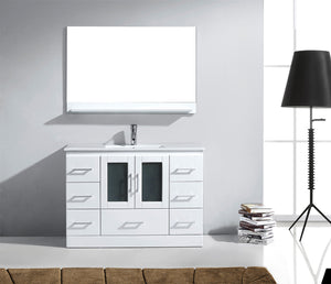 Virtu USA Zola 48" Single Bath Vanity with White Ceramic Top and Integrated Square Sink with Matching Mirror